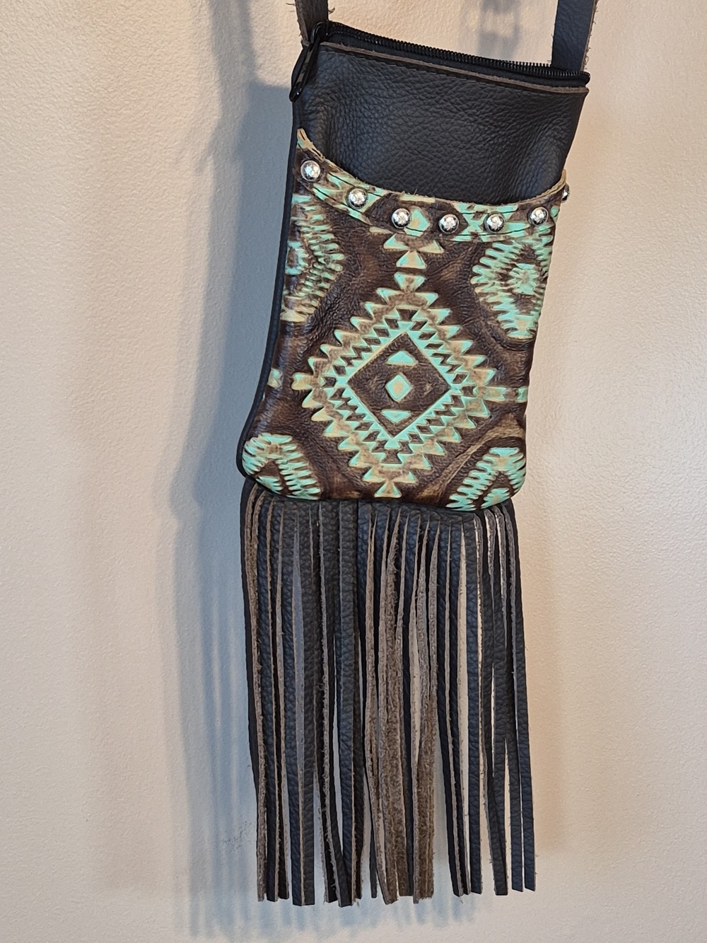 Custom Made/One Of A Kind Style Leather Fringed Hip Clip/ Crossbody Bag - Picture 4 of 10